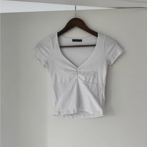 Brandy Melville Cream V-Neck Crop Top